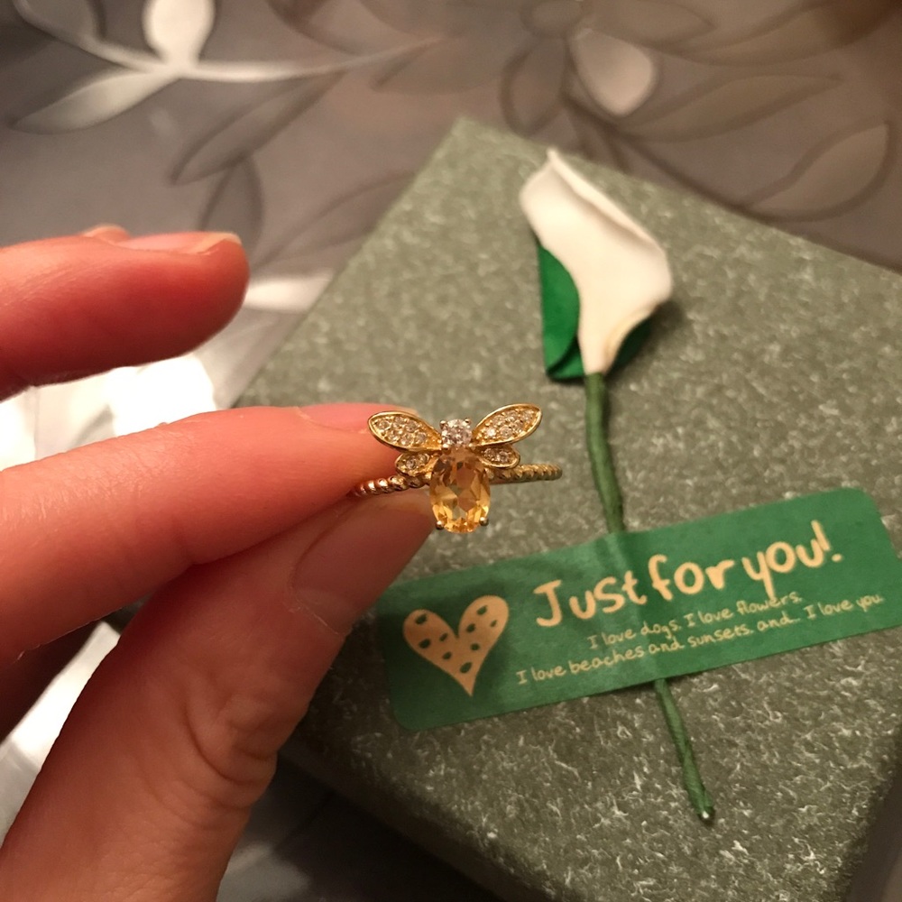 New 14k gold bee wedding adjustable ring